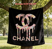 Chanel Luxury Floral Drip Print Flannel Throw Blanket IMG_6950